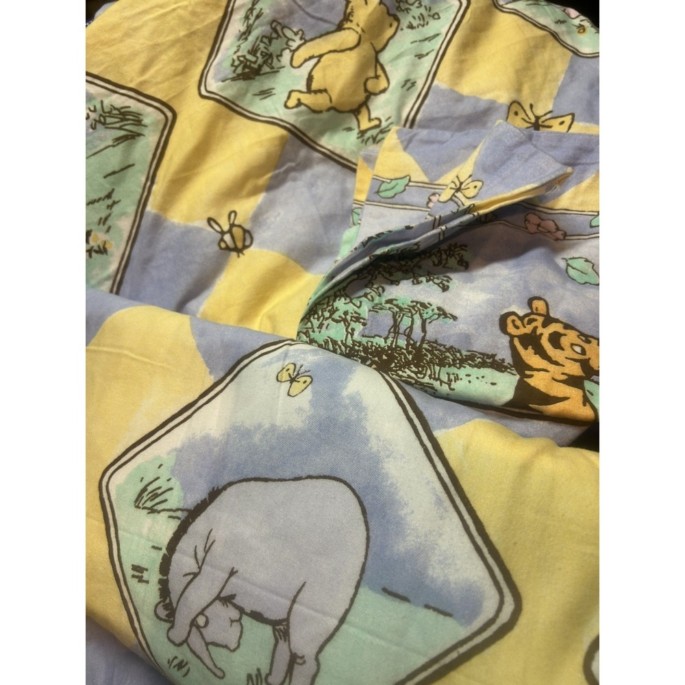 3pc Vintage Disney Winnie the Pooh Twin Flat Fitted Bed Sheet & Pillowcase